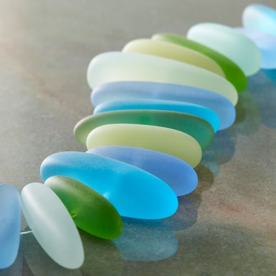 Matte Blue & Green Glass Chip Beads by Bead Landing™